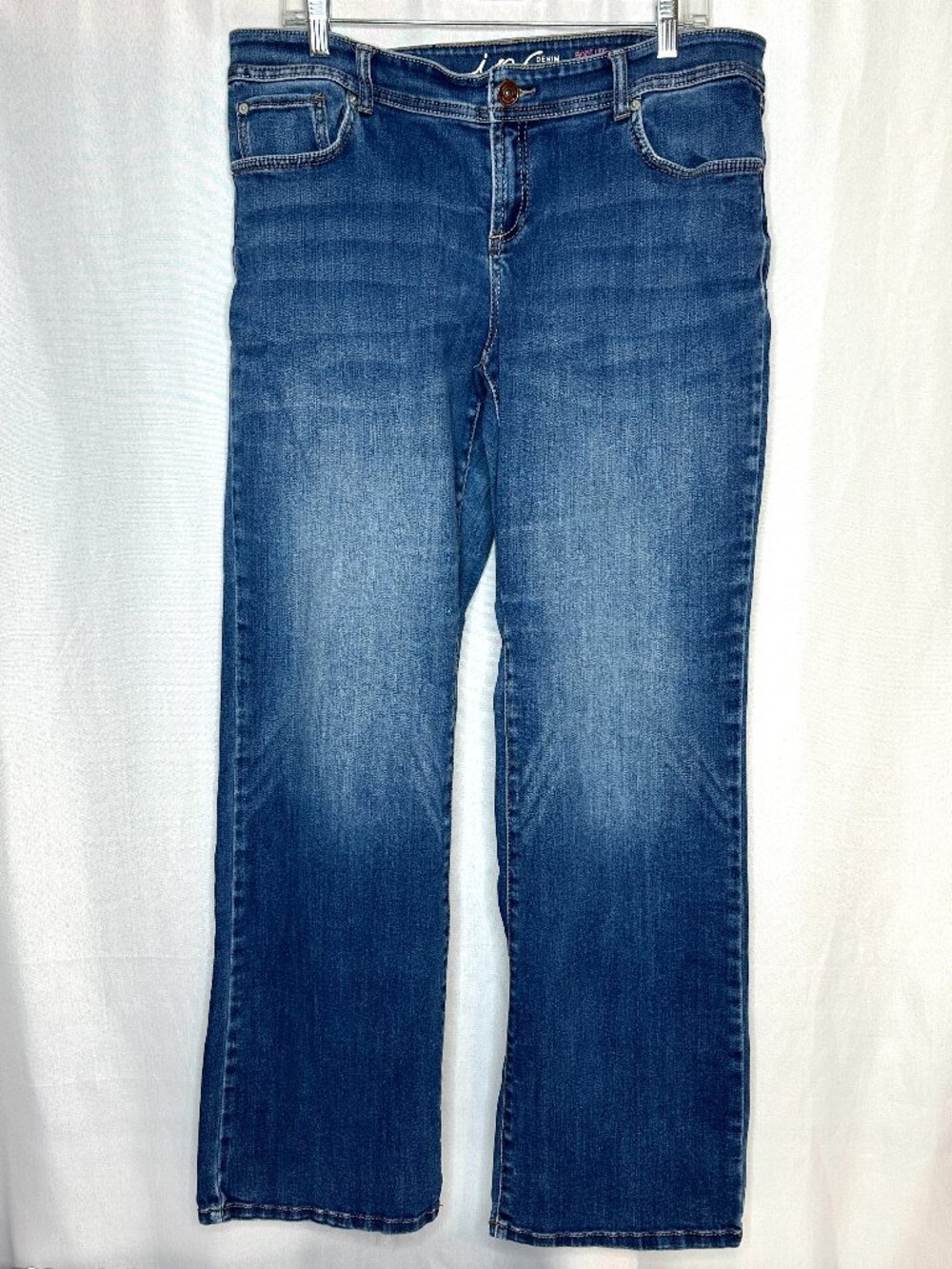 INC Women's Bootcut Curvy Fit Jeans, Size 14Lβ Western Boho Whiskered